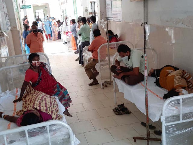 <p>File: Patients await treatment at a government hospital in India</p>