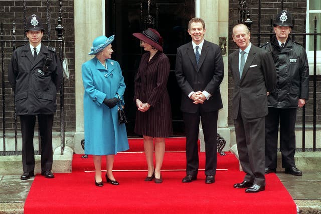 <p>Tony and Cherie Blair with the Queen and Prince Philip during the royal 50th wedding anniversary in 1997</p>