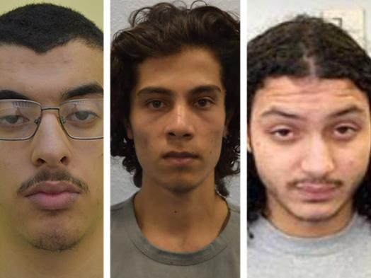 Hashem Abedi, left, Ahmed Hassan, centre, and Muhammed Saeed charged with assault at Belmarsh prison in London