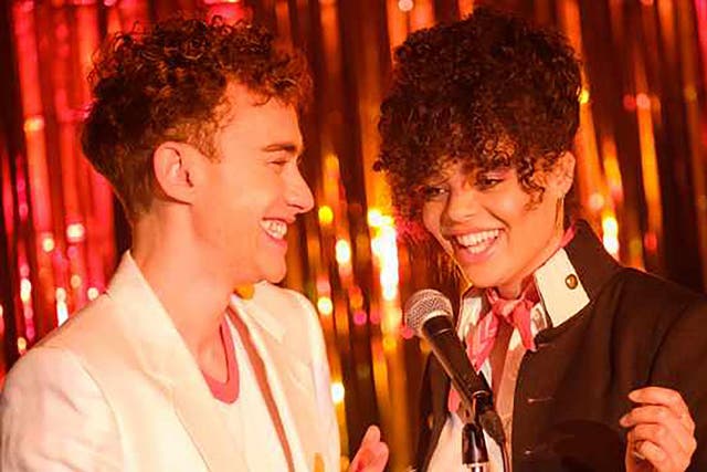 <p>Olly Alexander and Lydia West in It’s a Sin</p>
