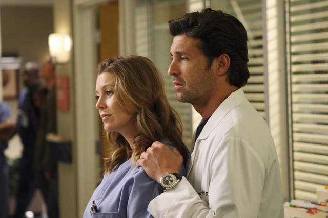 <p>Ellen Pompeo and Patrick Dempsey in Grey's Anatomy</p>