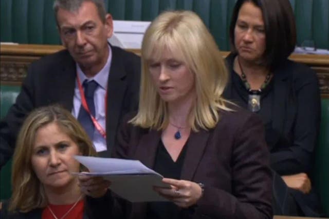 <p>Rosie Duffield in a speech on domestic abuse in the Commons</p>