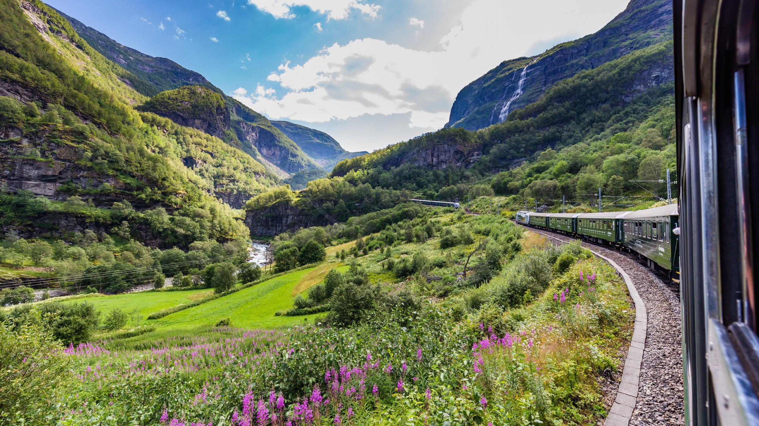 The view from the train journey Flamsbana between Flam and Myrdal in Aurland in Western Norway