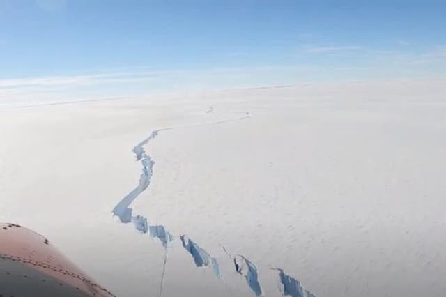 <p>A chasm on the Brunt Ice Shelf where the iceberg broke</p>
