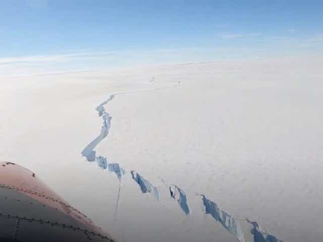<p>A chasm on the Brunt Ice Shelf where the iceberg broke</p>