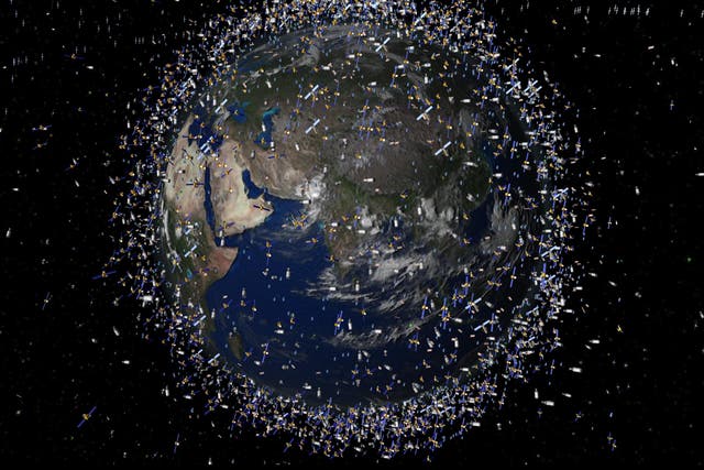 <p>The space debris that surrounds the Earth</p>