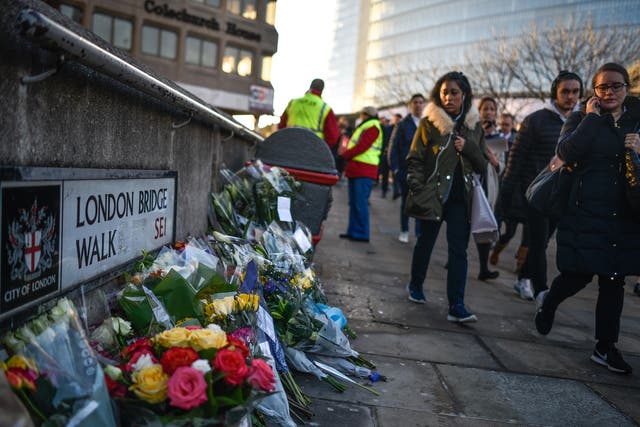 <p>Tributes to the two victims of the 2019 Fishmongers’ Hall attack</p>