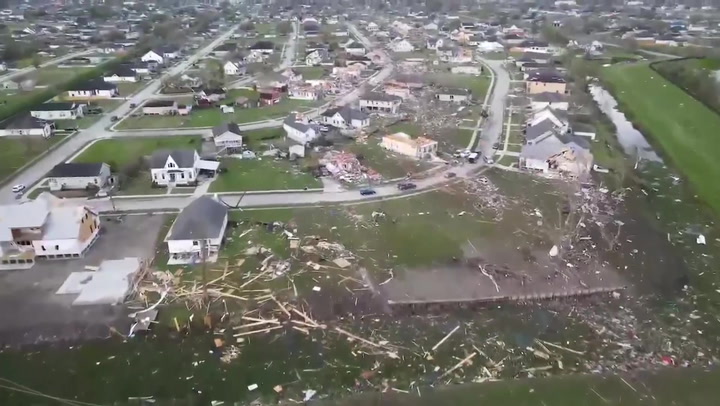 Harrowing drone footage shows extent of Tornado damage in Louisiana