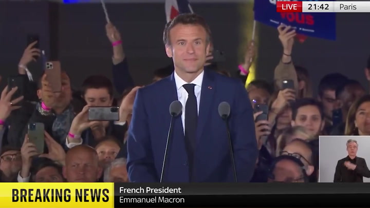 Macron thanks supporters after winning re-election bid