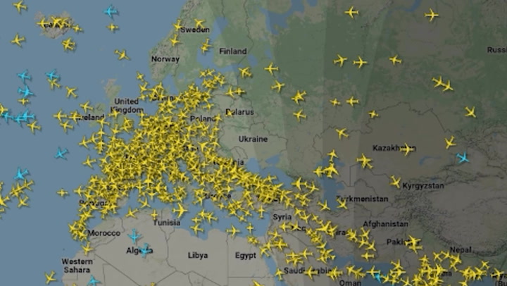 Flight radar reveals airspace surrounding Ukraine remains empty