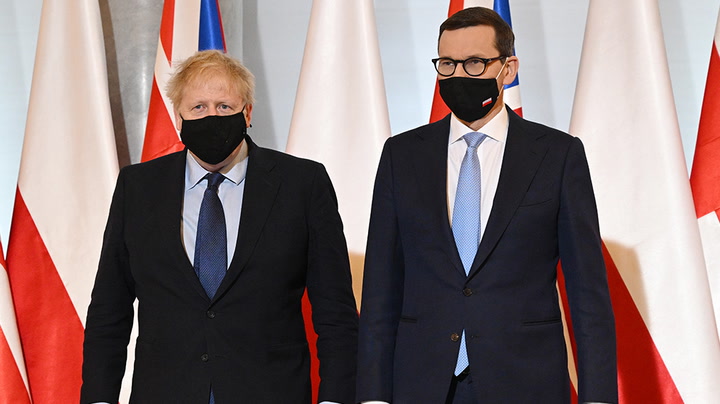 Boris Johnson meets with Polish prime minister Mateusz Morawiecki