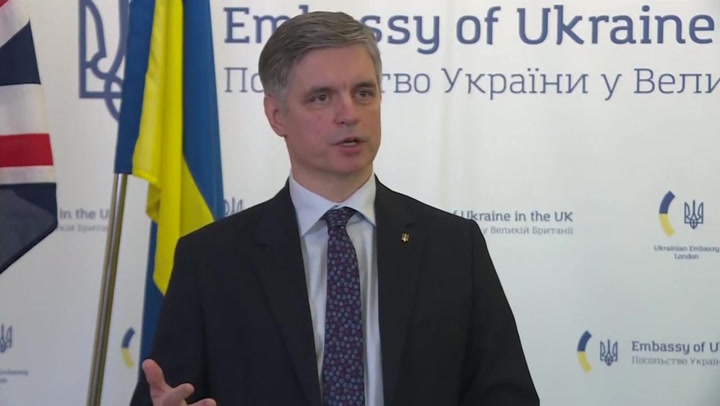 Ukrainian ambassador says ‘people are dying as we speak’ during news conference