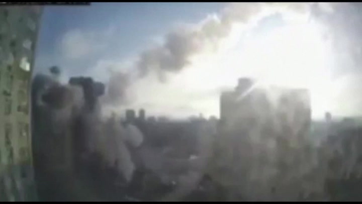 CCTV video shows moment missile hits apartment building in Kyiv