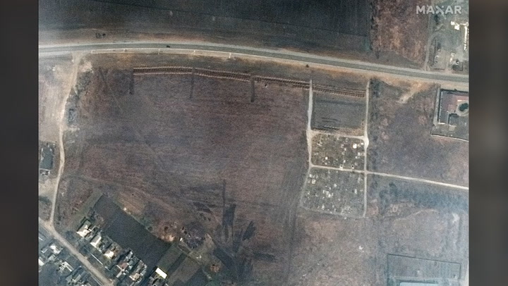 Satellite images appear to show mass graves in Manhush, outside Mariupol