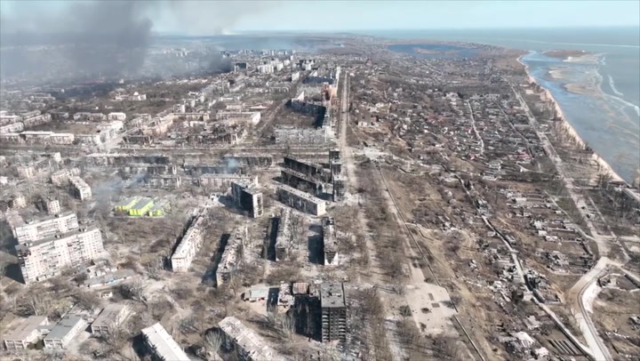 Drone footage reveals devastated Mariupol after Russian attack