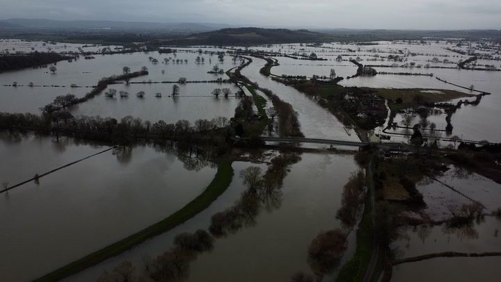 River Severn floods fields in Apperley after UK lashed by storms