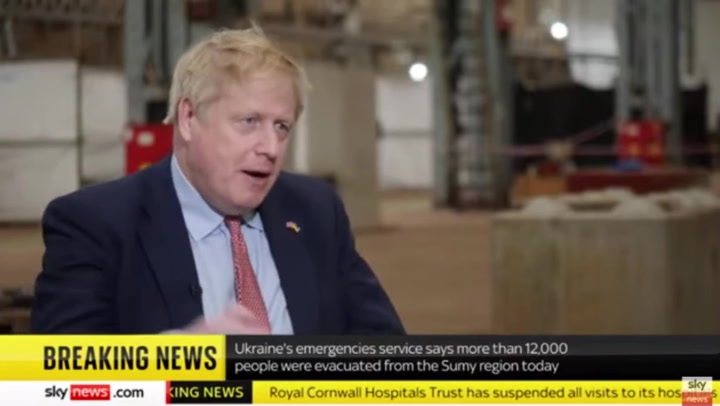 Johnson 'fears' Putin will use chemical weapons in Ukraine