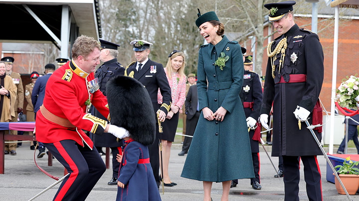 Adorable toddler entertains Prince William and Kate Middleton at St Patrick's Day parade