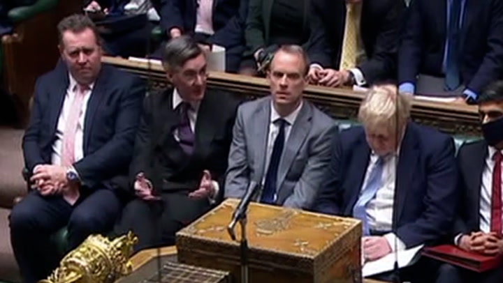Jacob Rees-Mogg seen whispering to Boris Johnson moments before Jimmy Saville slur