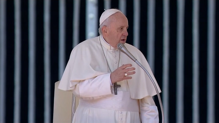 Pope apologises for sitting during audience due to knee pain