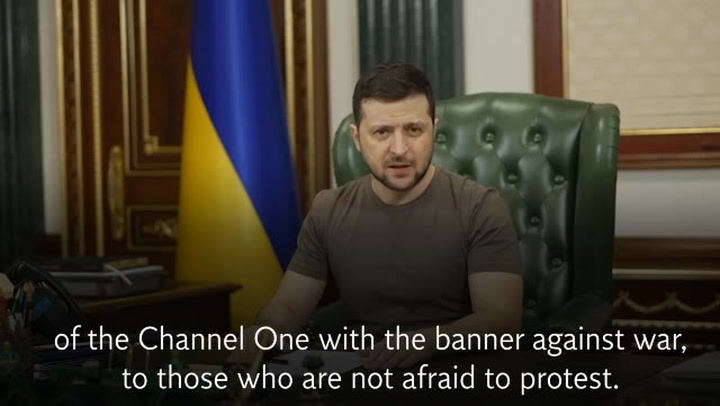 President Zelensky says he is 'thankful' to Russian journalist who protested live on TV