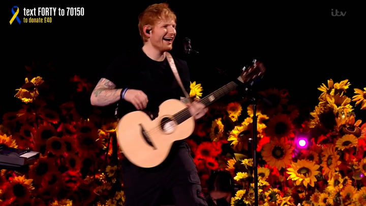Ed Sheeran picks ‘wrong guitar’ during Ukraine charity concert performance
