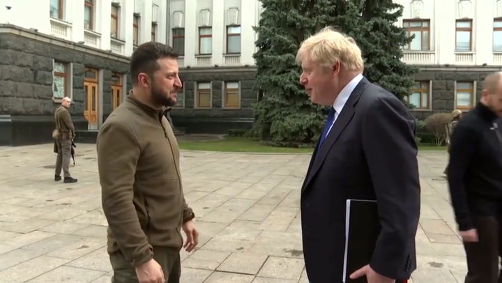 Boris Johnson tells Zelensky he's a 'hero' during Ukraine visit