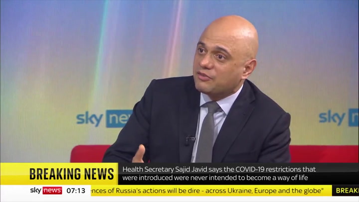 Sajid Javid admits ‘you won’t know if you have Covid’ as restrictions to end